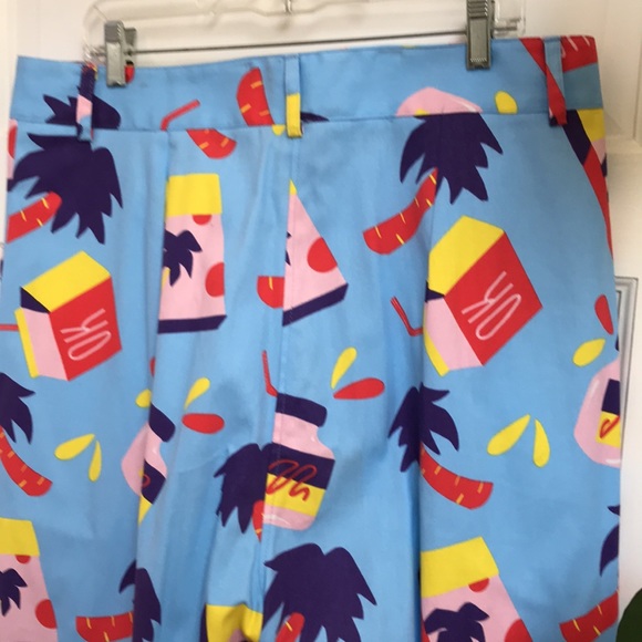 NWT Nooworks sz XXL Business Pant in snacks Food graphics blue pleated trousers - Picture 8 of 13